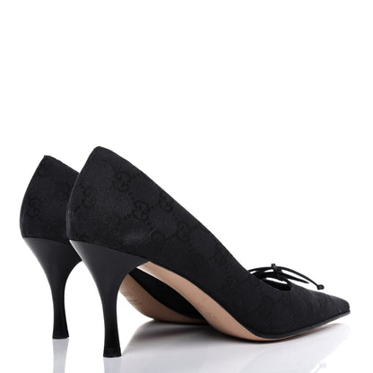 Gucci Fabric Monogram Mid-Heel Pumps 36.5 Black 4 of 12