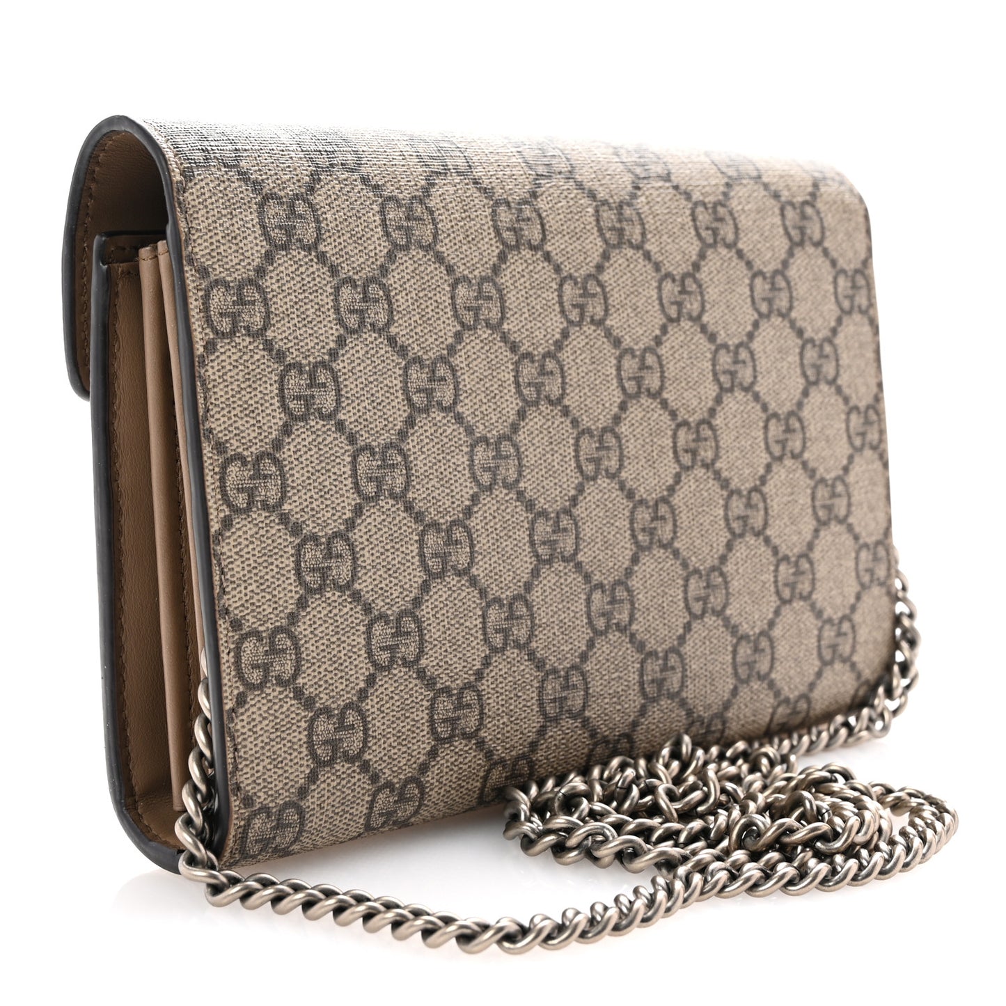 GG Supreme Monogram Mini Dionysus Chain Wallet Beige Taupe