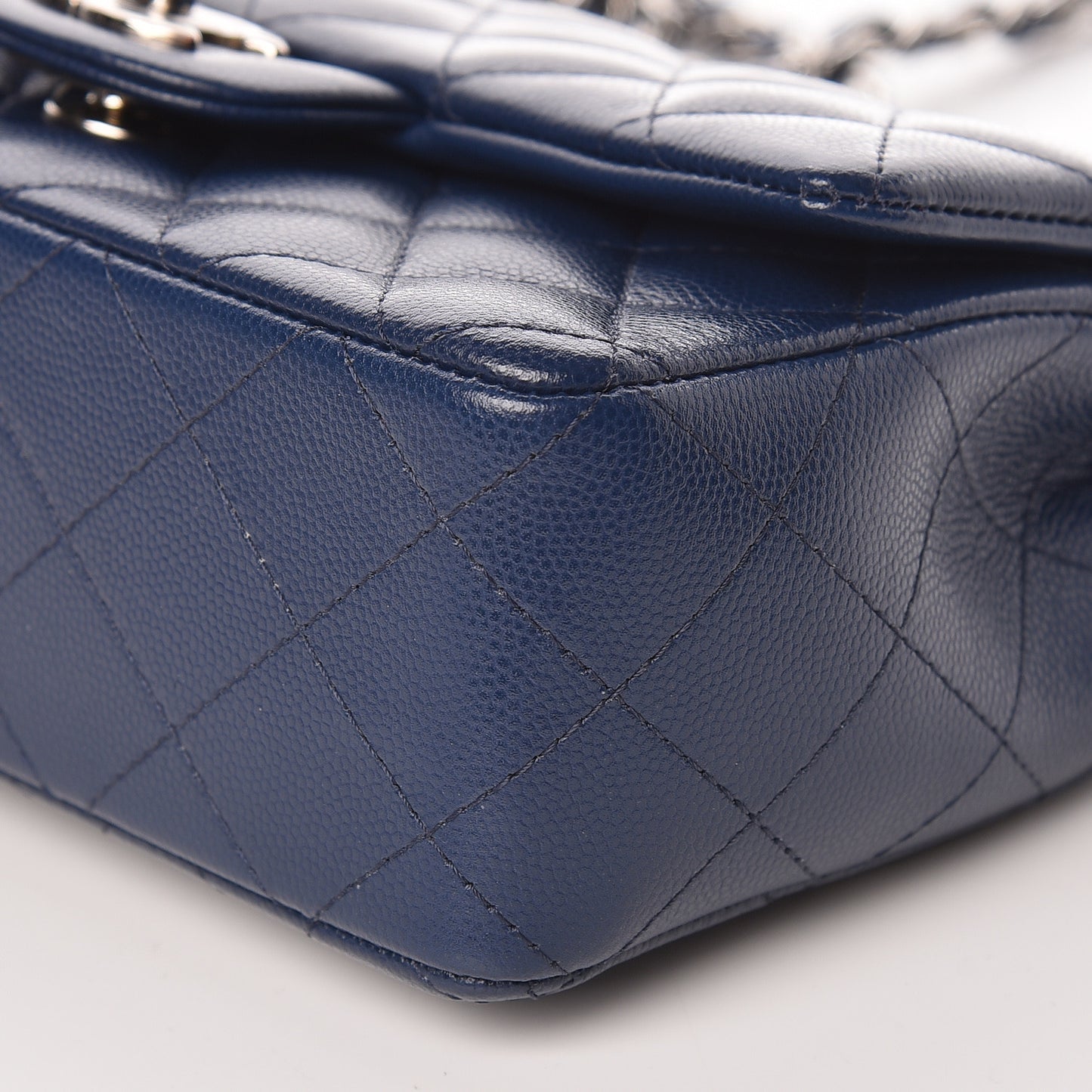 Caviar Quilted Mini Rectangular Flap Dark Blue
