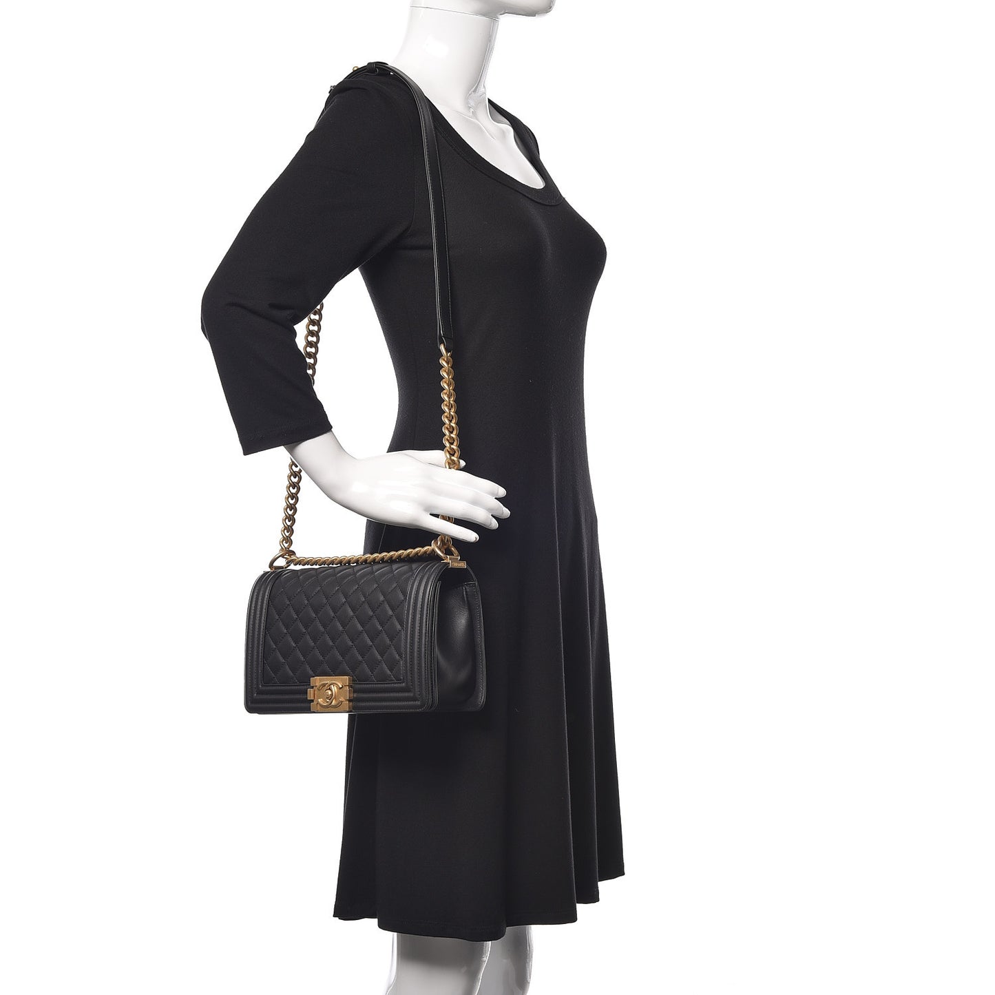 Calfskin Quilted Medium Boy Flap Black