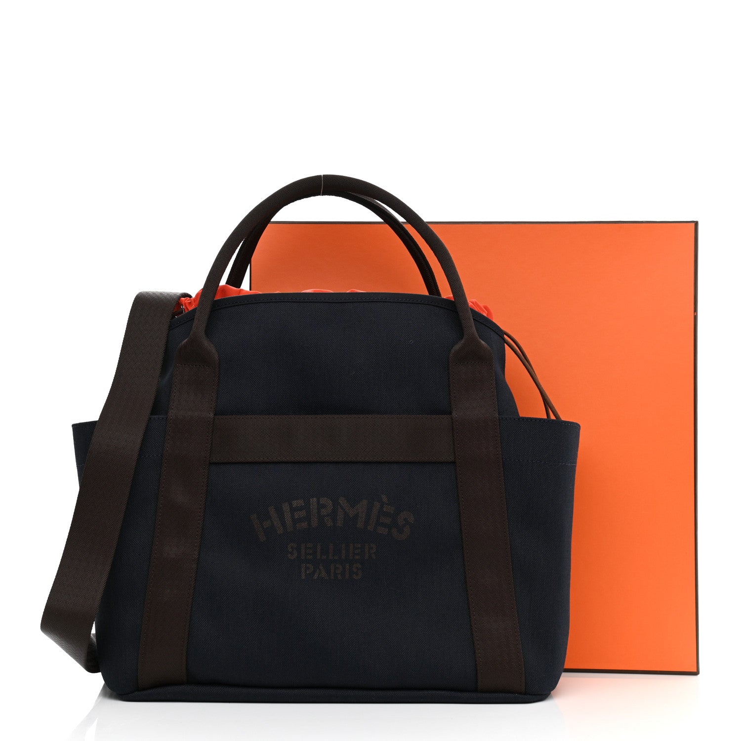 Hermes Canvas The Grooming Bag Bleu Navy Feu 15 of 15