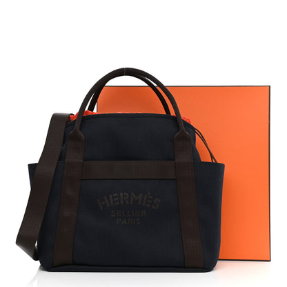 Hermes Canvas The Grooming Bag Bleu Navy Feu 15 of 15