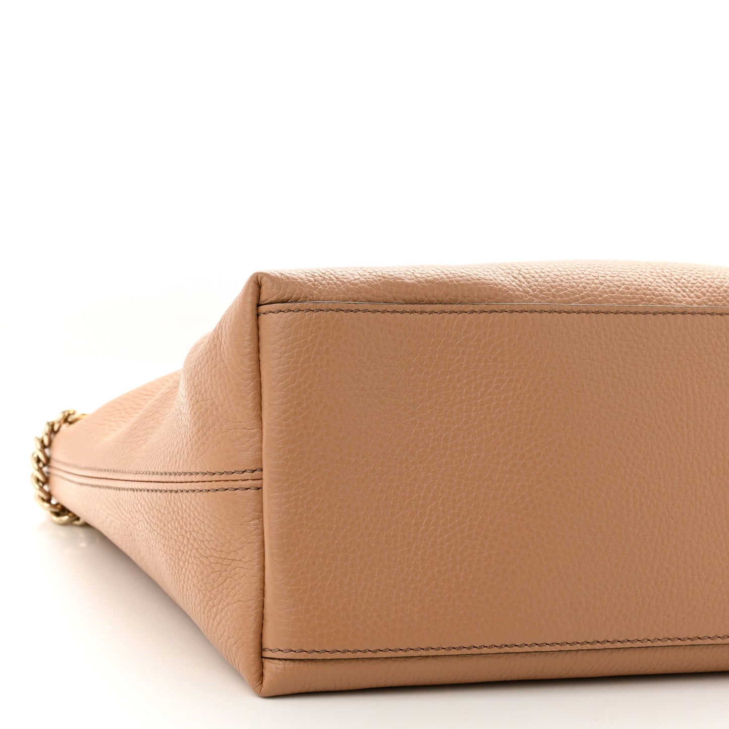 Pebbled Calfskin Medium Soho Chain Shoulder Bag Camelia