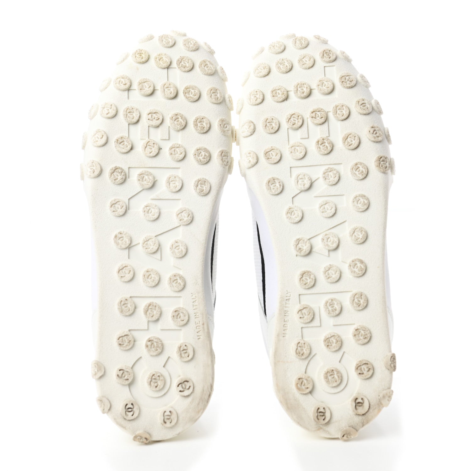 Chanel Calfskin Mesh Lycra Womens Logo Sneakers 40.5 White 5 of 8