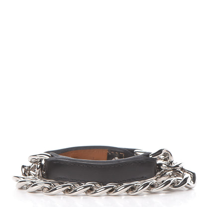 Hermes Box Palladium Mens Double Tour Chain L Bracelet Black 3 of 5