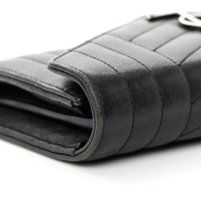 Saint Laurent Lambskin Mixed Matelasse Quilted Large Monogram Envelope Wallet Black 13 of 15