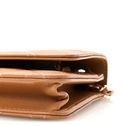 Chanel Lambskin Quilted Trendy CC Wallet On Chain WOC Camel 11 of 12