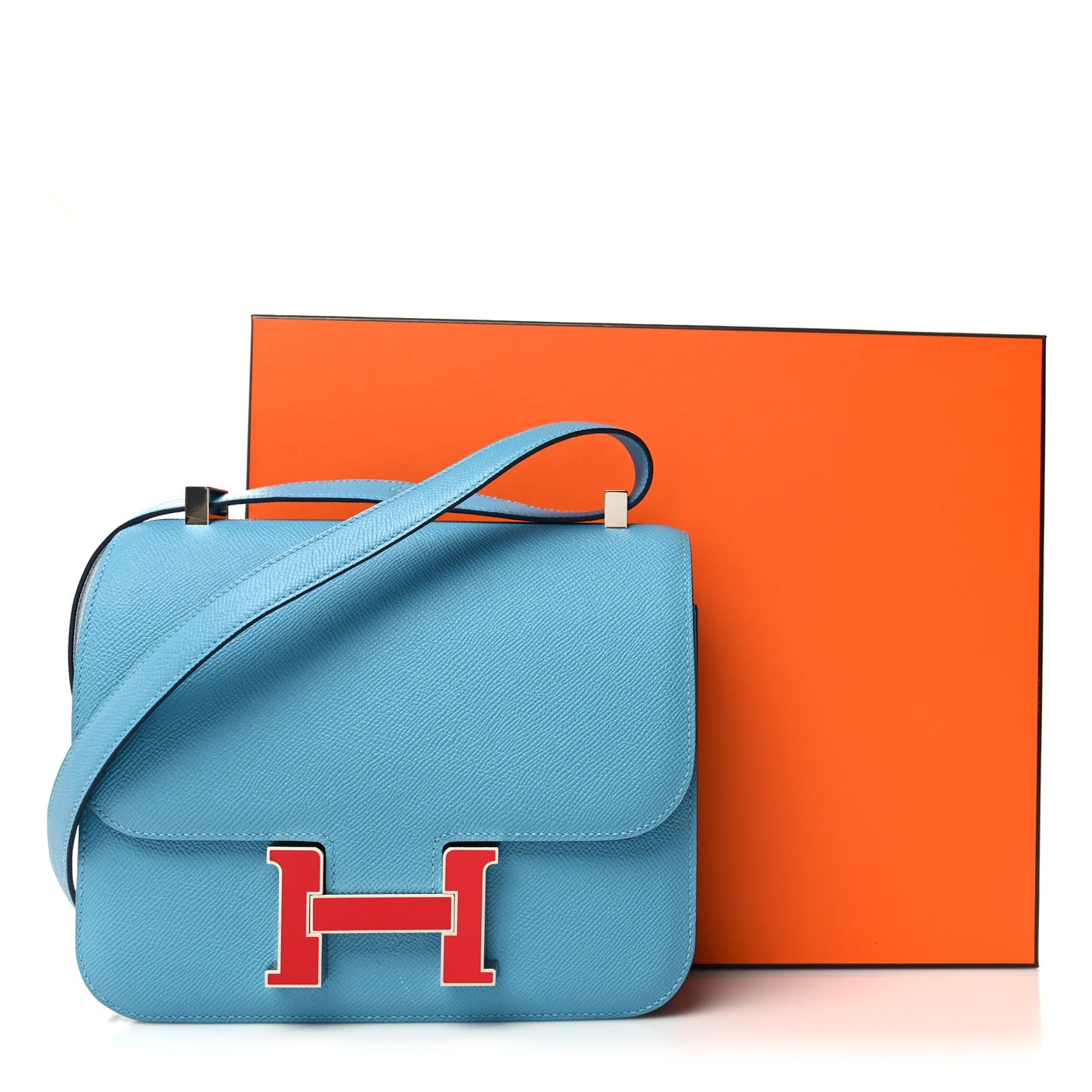 Epsom Enamel Constance 24 Bleu du Nord Rouge