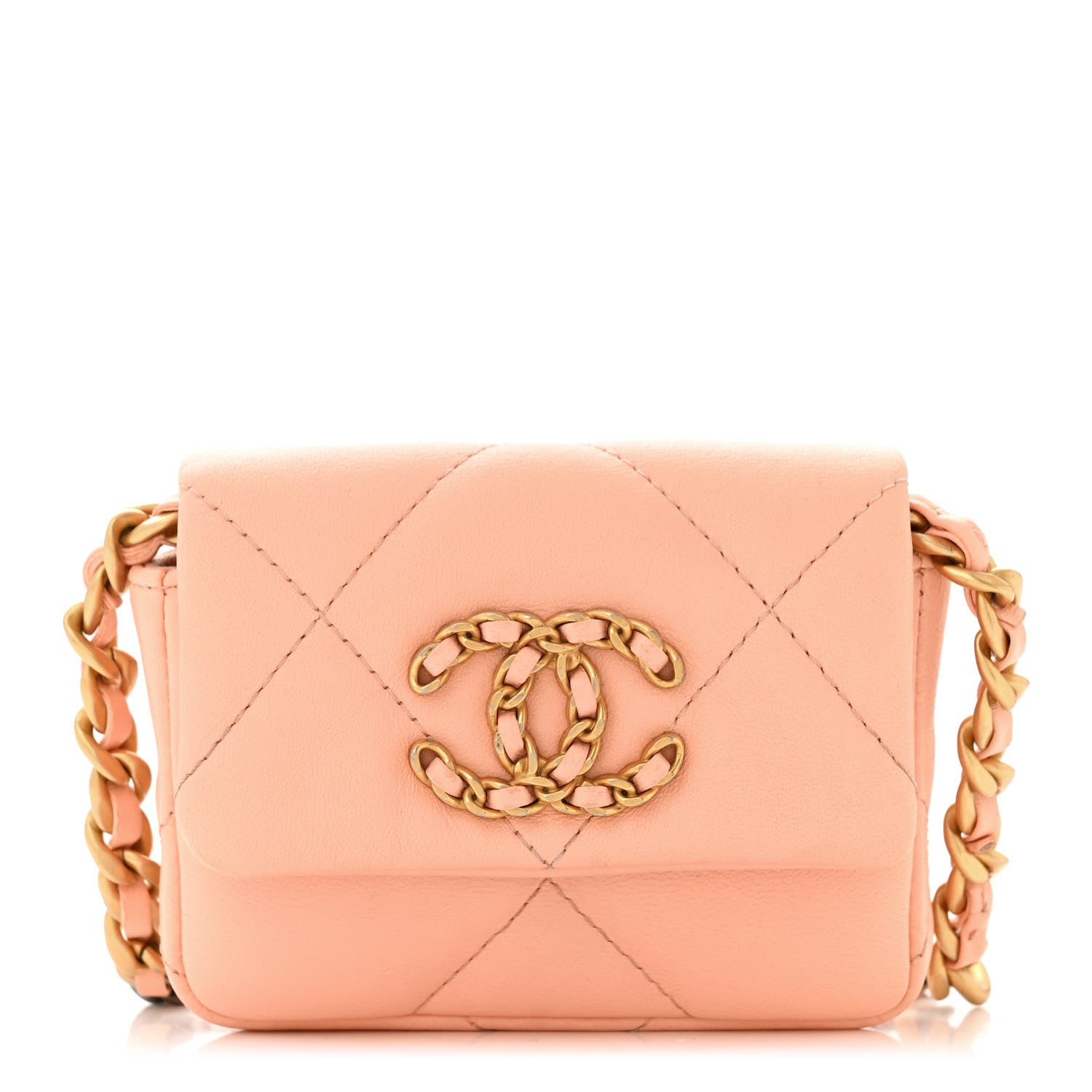 Chanel Lambskin Quilted Chanel 19 Flap Belt Bag Light Orange 1 of 11