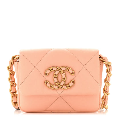 Chanel Lambskin Quilted Chanel 19 Flap Belt Bag Light Orange 1 of 11