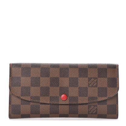 Louis Vuitton Damier Ebene Emilie Wallet Red 1 of 11