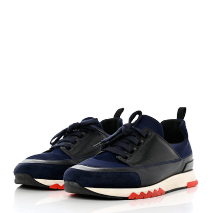 Hermes Calfskin Technical Canvas Suede Goatskin Mens Stadium Sneakers 42.5 Black 3 of 12