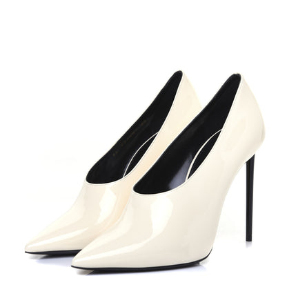 Saint Laurent Patent Calfskin Teddy High Vamp 105 Pumps 39 White 2 of 11