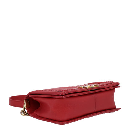 Chanel Caviar Chevron Quilted Braided Medium Boy Flap Red 4 of 10