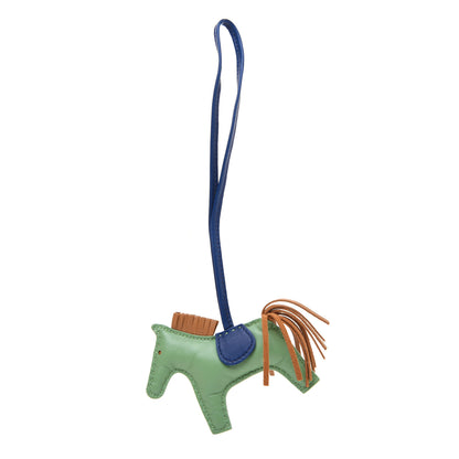 Hermes Milo Lambskin Grigri Rodeo Horse Bag Charm PM Vert Criquet Sesame Bleu de Malte 1 of 5