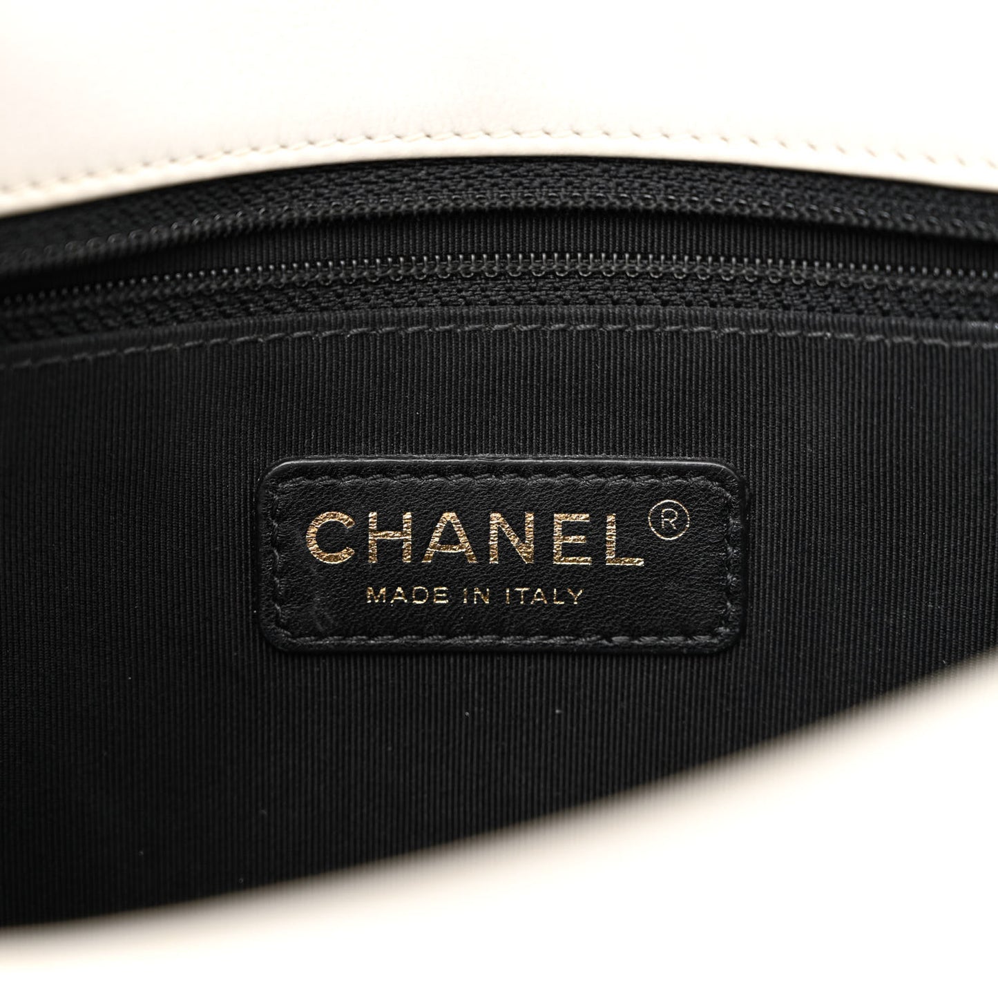 Calfskin Quilted Medium Graphic Flap Black White