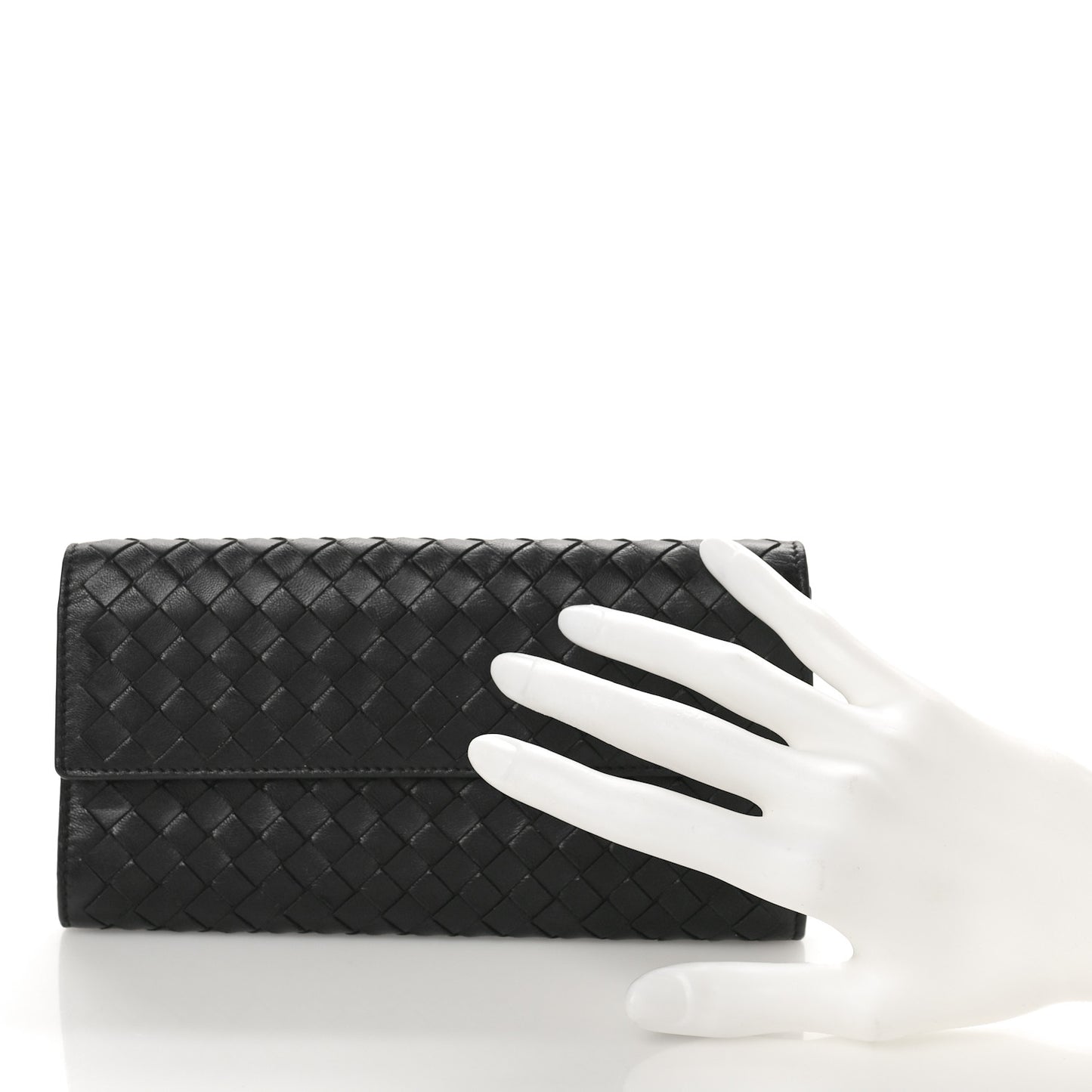 Nappa Intrecciato Continental Flap Wallet Black