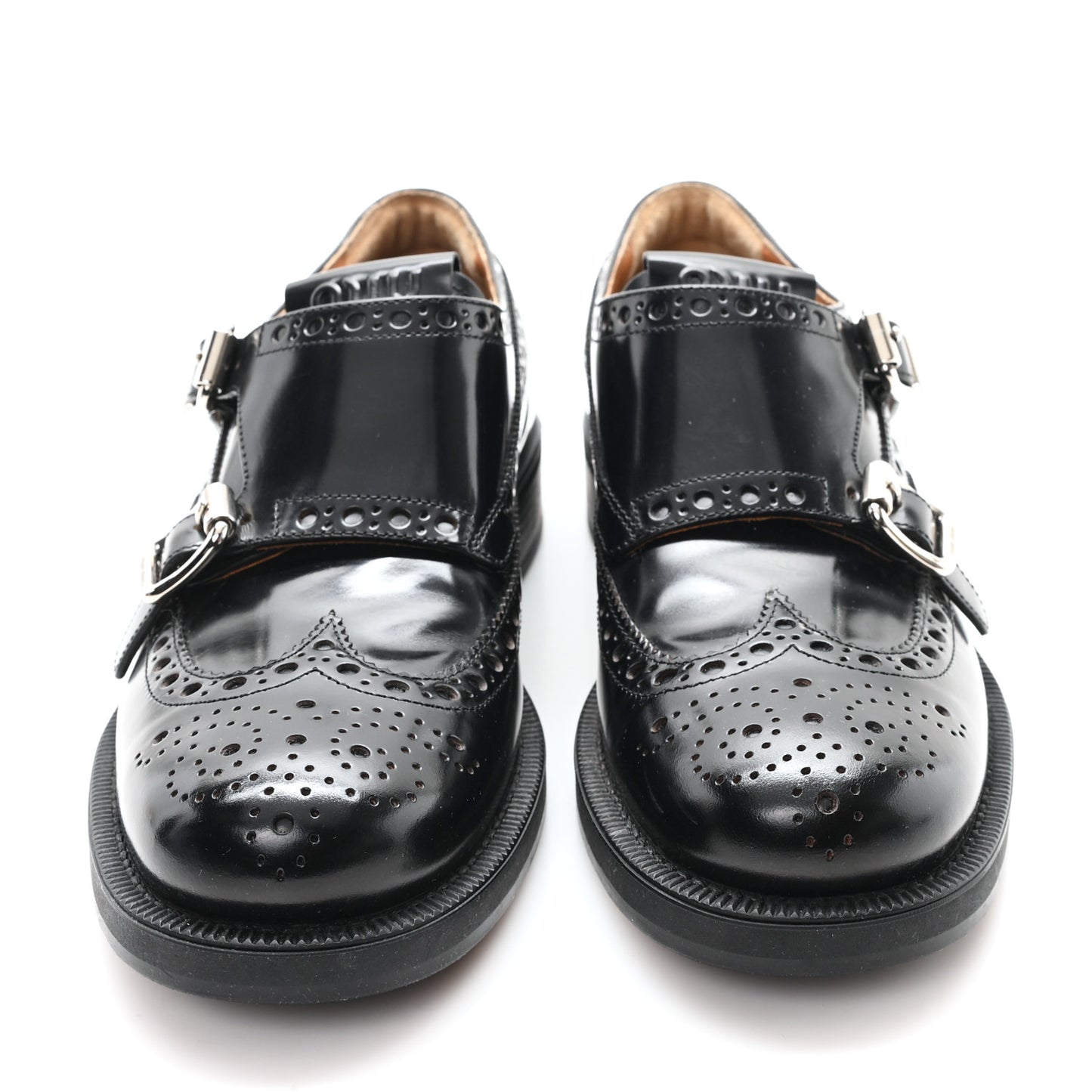 X CHURCH'S Shiny Calfskin Double Monk Loafer 36.5 Black