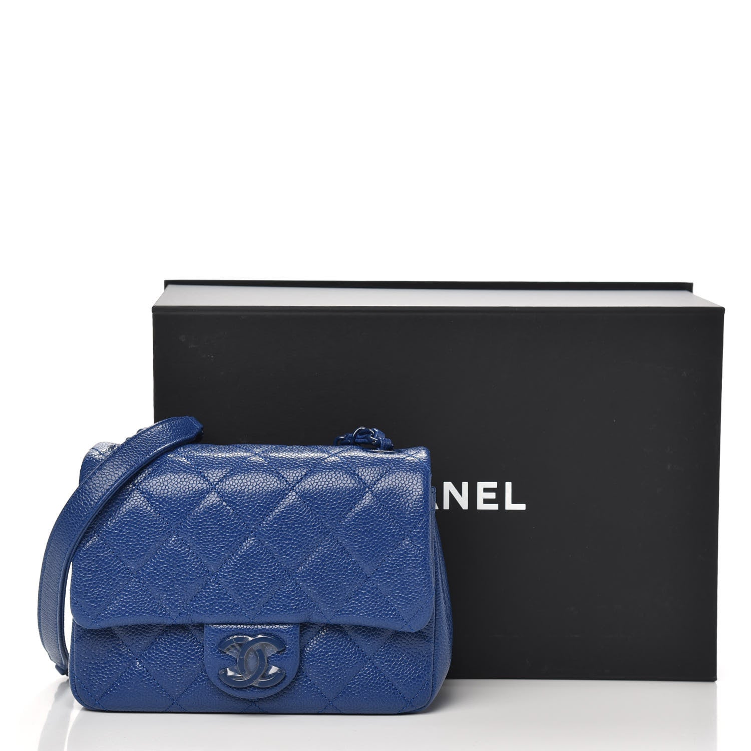 Chanel Caviar Quilted Incognito Mini Square Flap Dark Blue 11 of 11