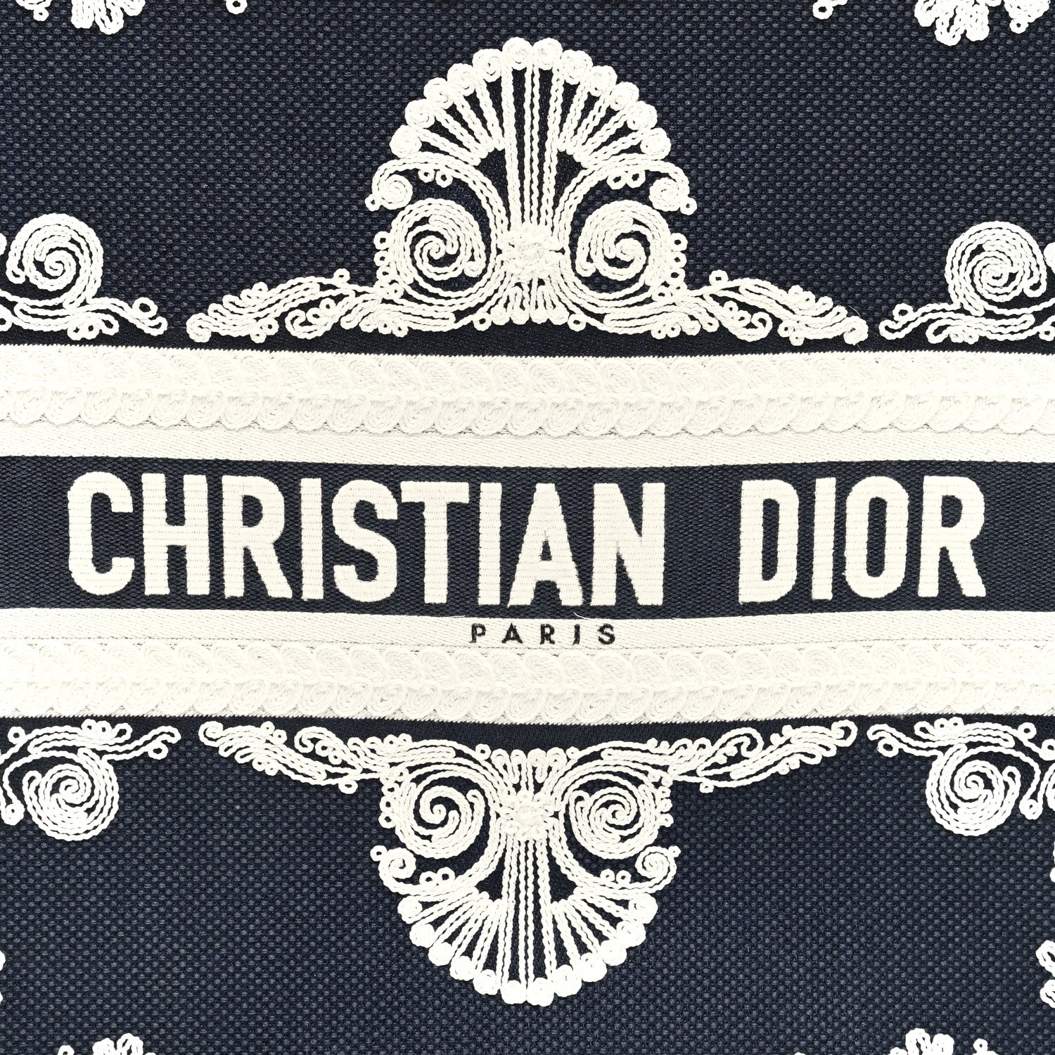 Christian Dior Canvas Embroidered Cornely Book Tote Blue White 8 of 10