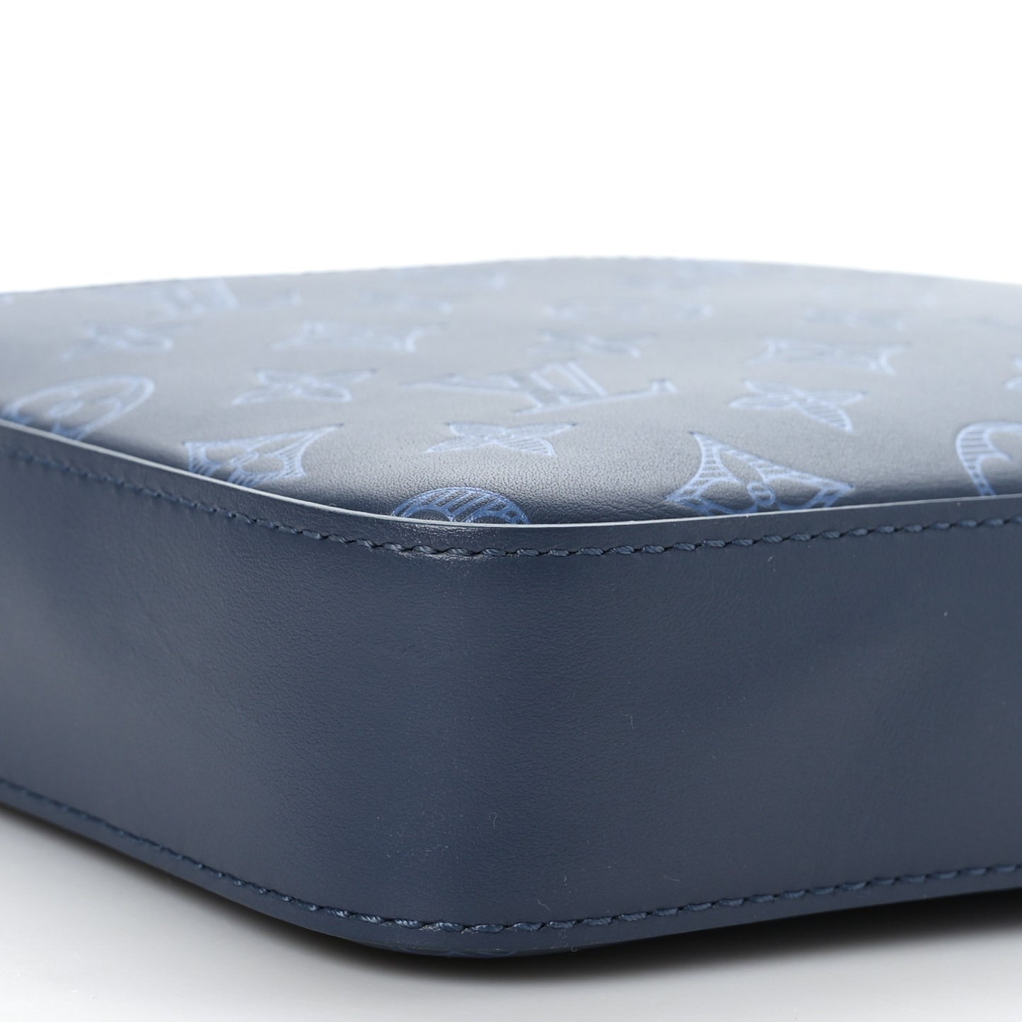Calfskin Monogram Shadow Duo Messenger Navy Blue
