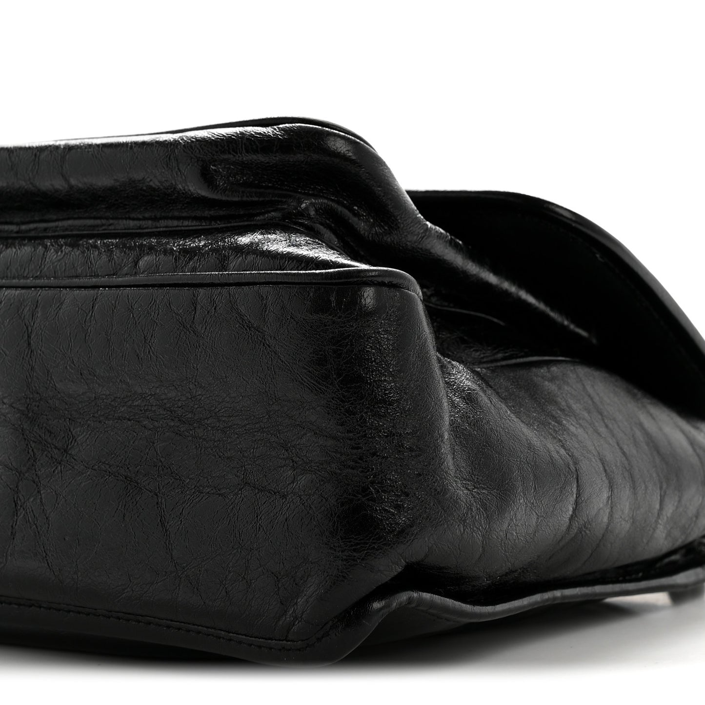 Crinkled Calfskin Monogram Medium Niki Chain Satchel Black