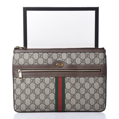 Gucci GG Supreme Monogram Large Ophidia Pouch Clutch Brown 10 of 10