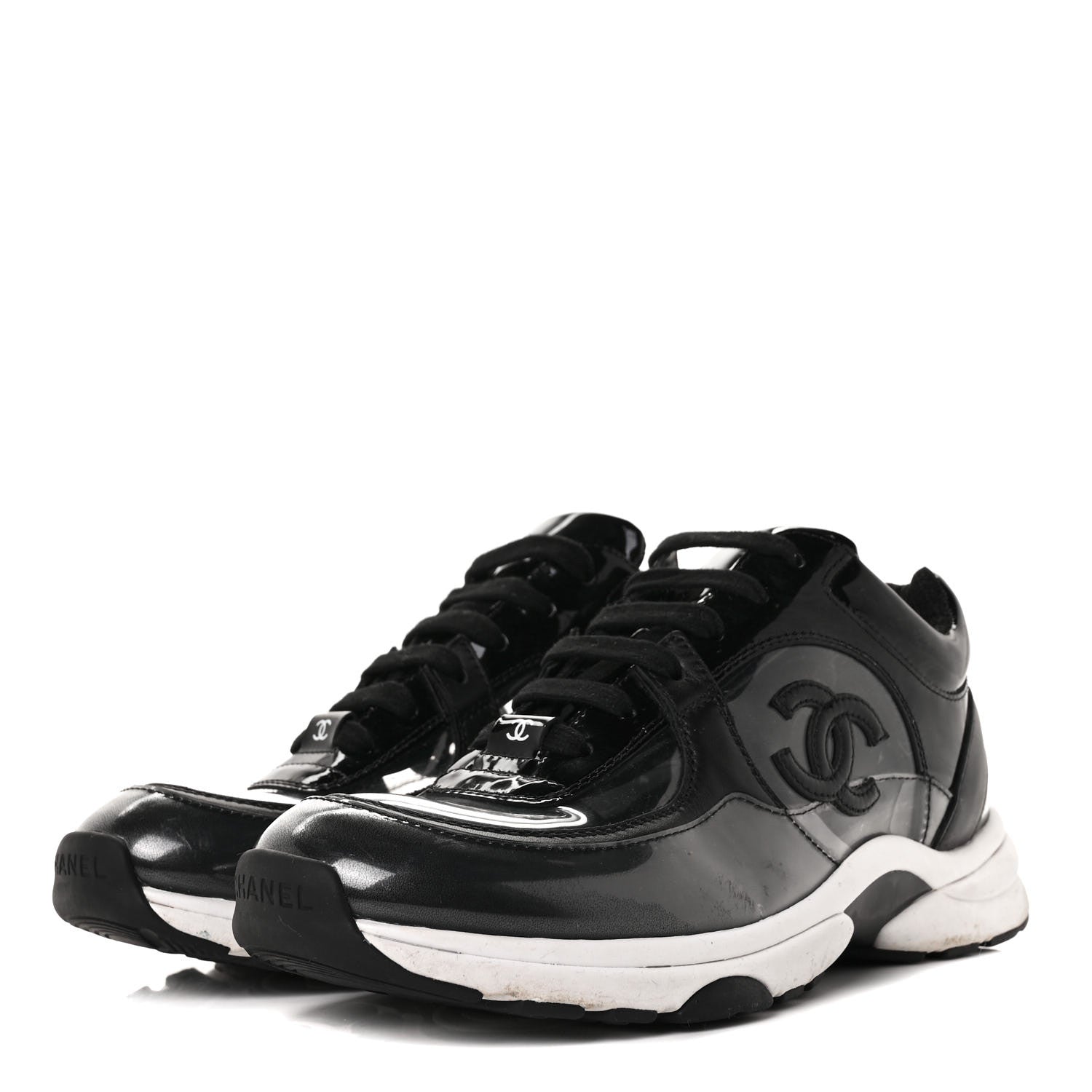 Chanel Calfskin Patent Transparent Sneakers 36.5 Black 3 of 6