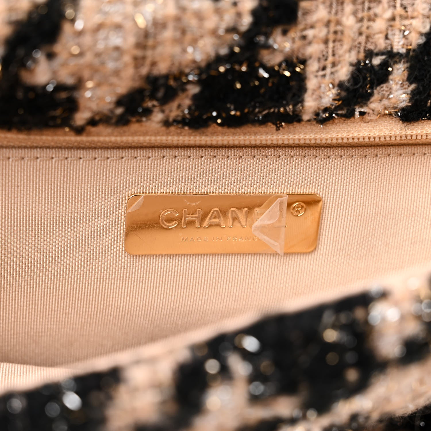 Chanel Tweed Large Chanel 19 Flap Beige Black 6 of 11