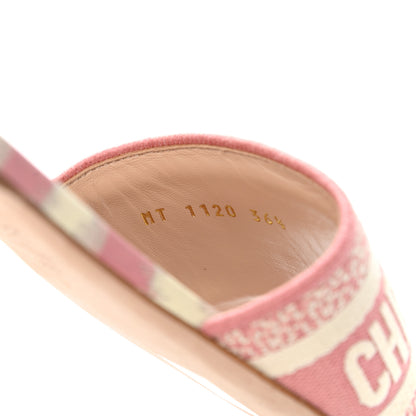 Christian Dior Cotton D-Stripes Embroidered Dway Mules Slide Sandals 36.5 Deep Nude 8 of 8