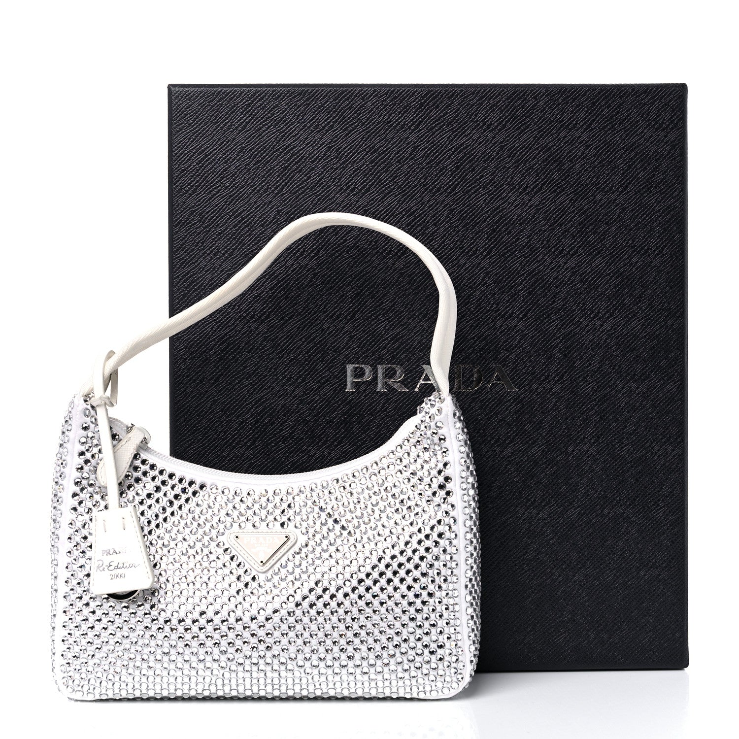 Prada Satin Crystal Mini Re-Edition 2000 Bag White 11 of 11