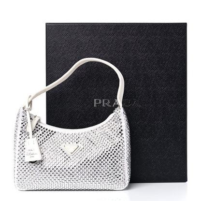 Prada Satin Crystal Mini Re-Edition 2000 Bag White 11 of 11