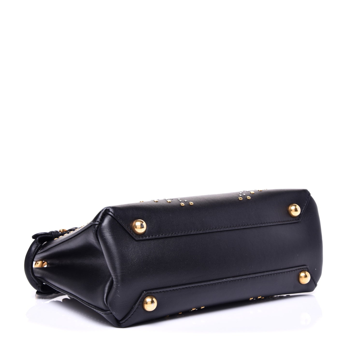 Smooth Calfskin Riveted Small Banner Tote Black