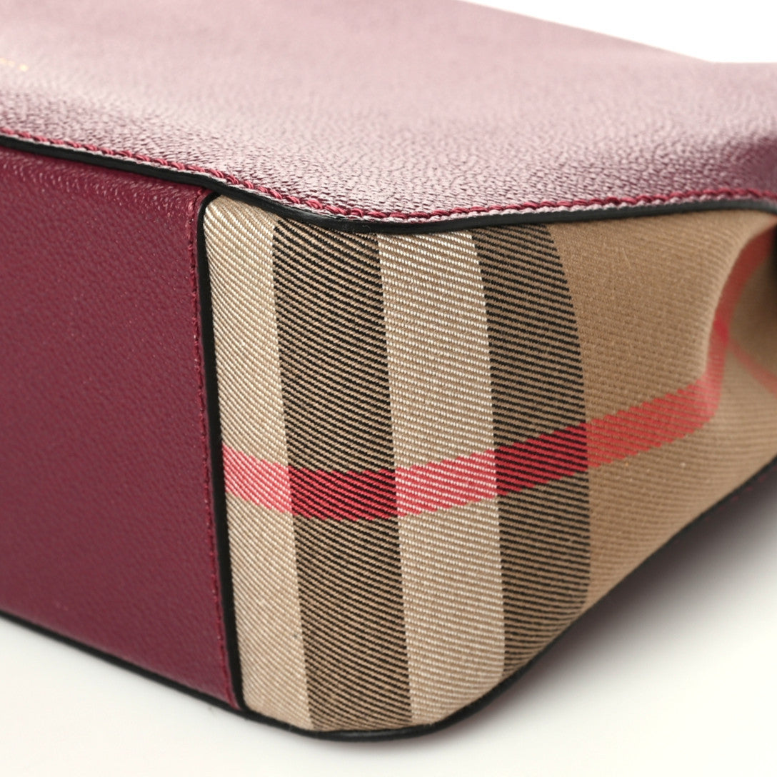Burberry Soft Grain Calfskin House Check Small Helmsley Crossbody Dark Plum 9 of 9