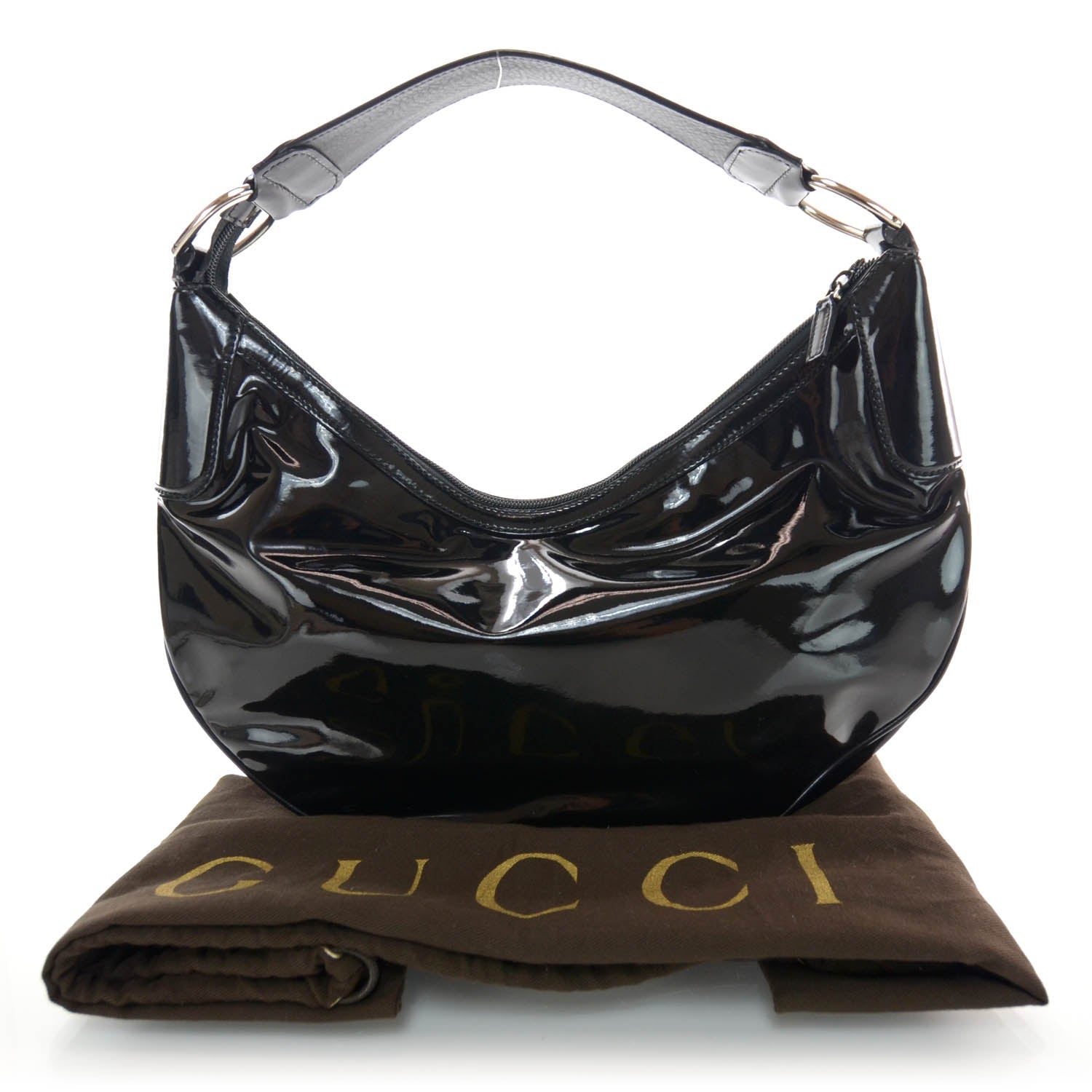 Gucci Patent Half Moon Hobo Black 3 of 7