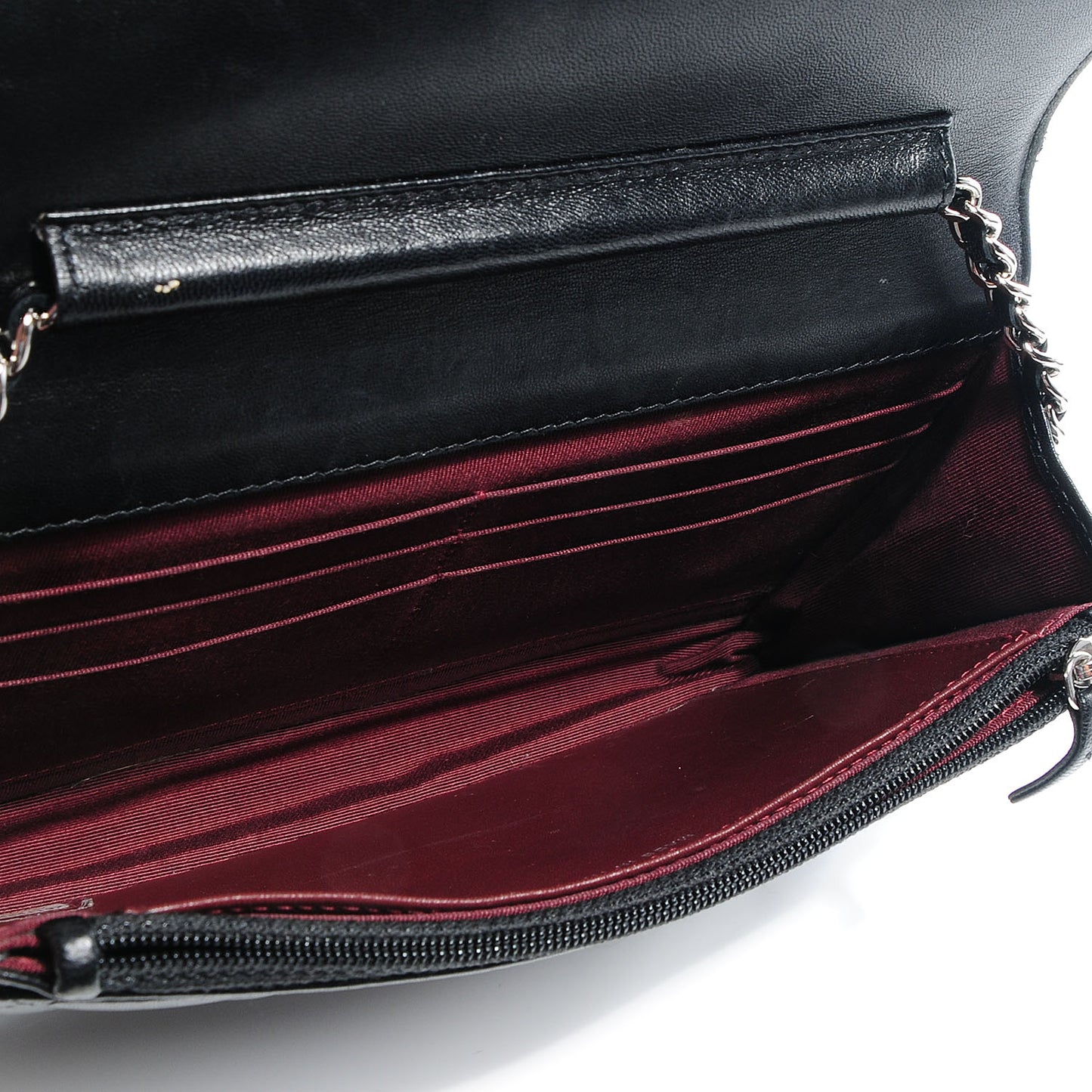 Lambskin Quilted Wallet On Chain WOC Black