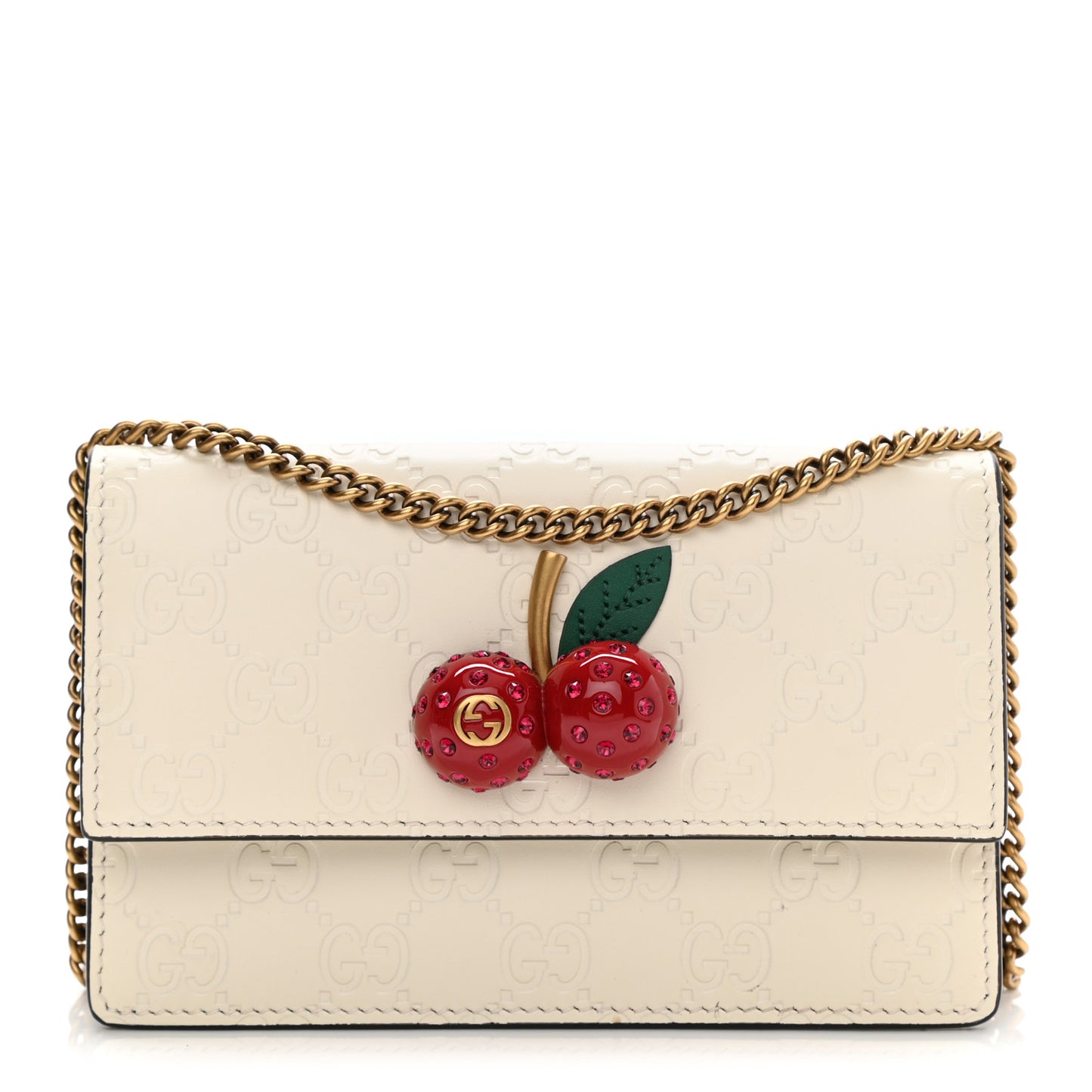 Guccissima Mini Cherry Chain Bag White