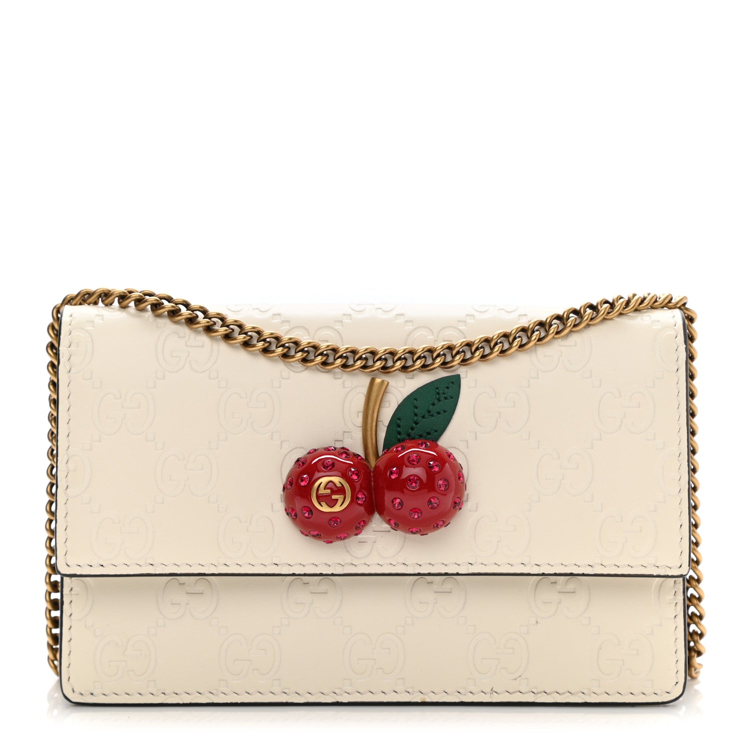 Gucci Guccissima Mini Cherry Chain Bag White 1 of 9