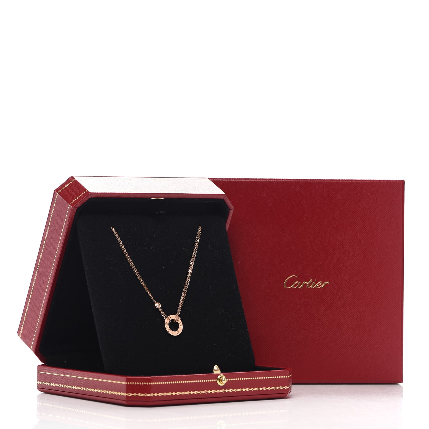 18K Pink Gold 2 Diamond LOVE Necklace
