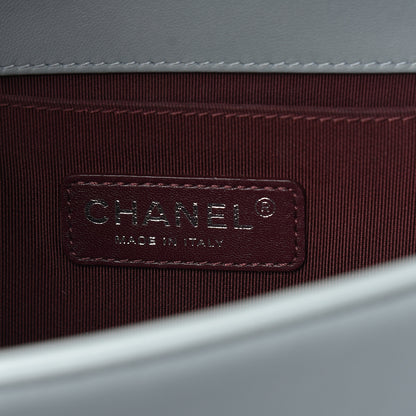 Chanel Wrinkled Lambskin Chevron Quilted Medium Boy Flap Light Blue 6 of 14