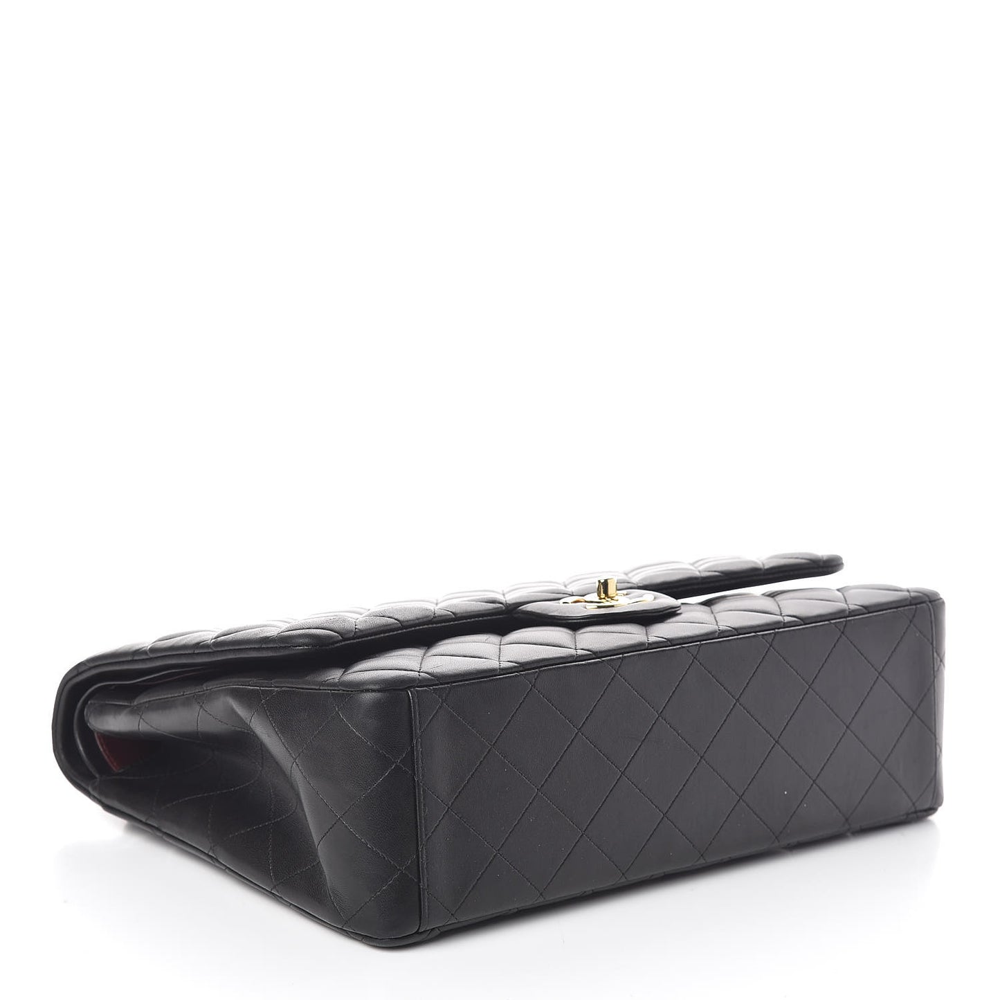 Lambskin Quilted Maxi Double Flap Black