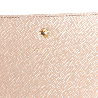 Saint Laurent Grain De Poudre Monogram Chain Wallet Dark Beige 6 of 9
