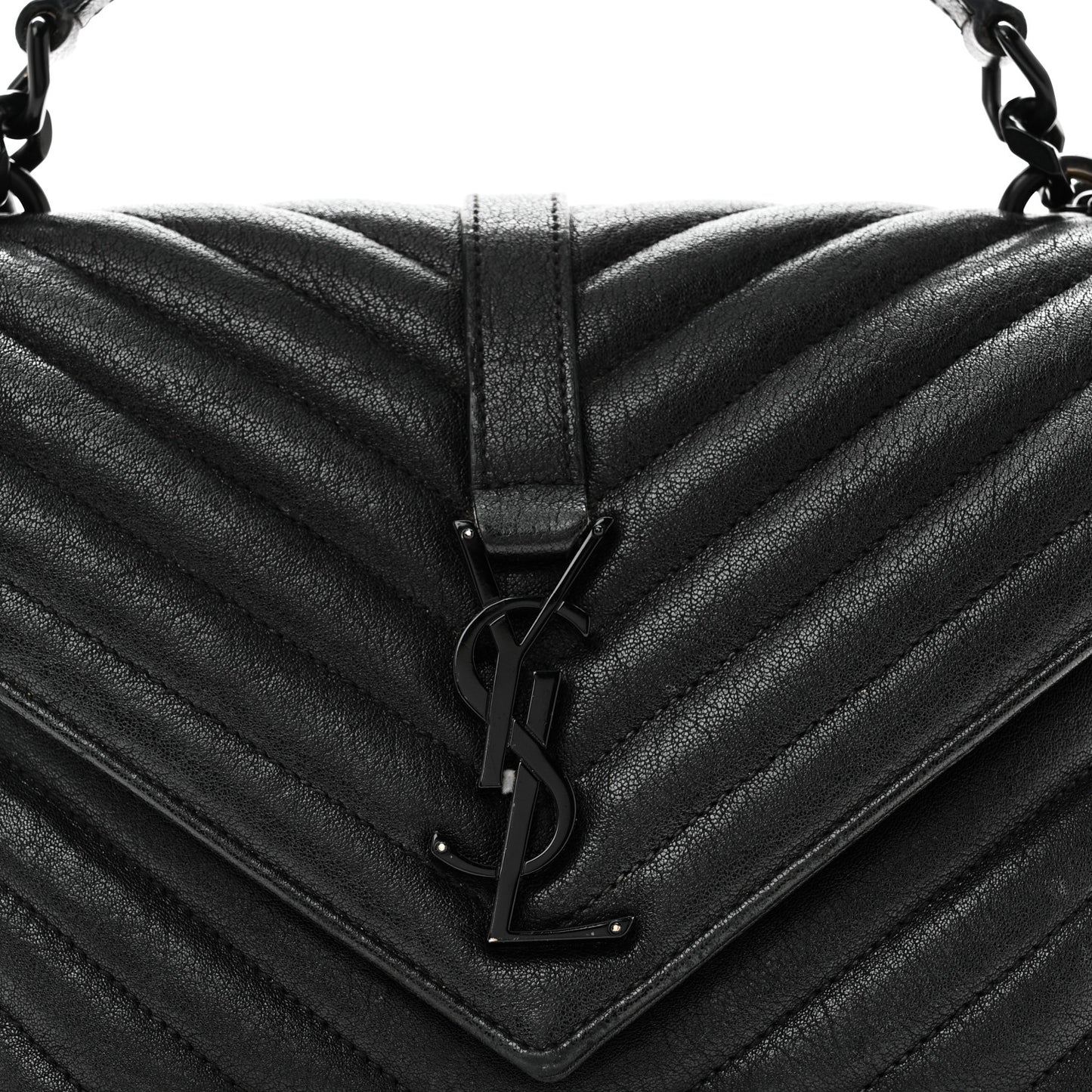 Sheepskin Matelasse Chevron Monogram Monochrome Medium College Bag Black