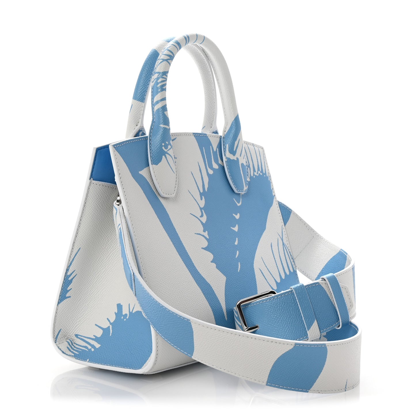 Calfskin Print Mini The Studio Bag White Blue