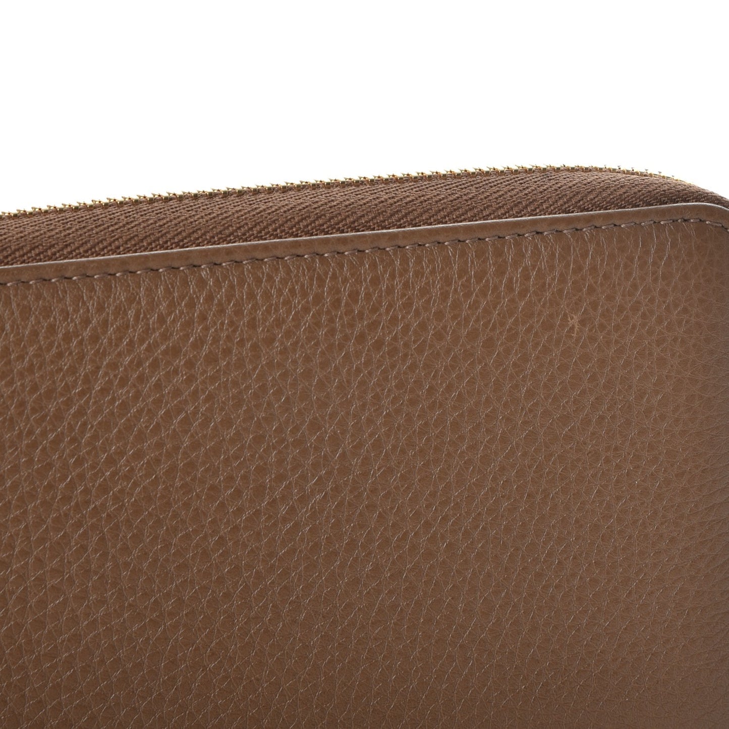 Pebbled Calfskin Zip Around Wallet Maple Brown