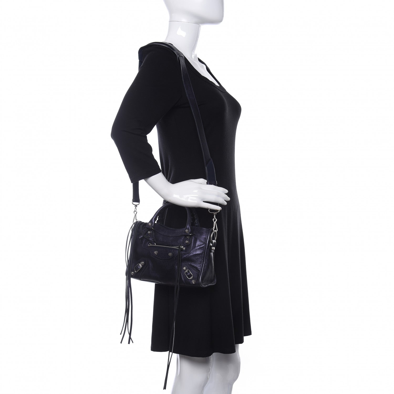 Balenciaga Metallic Agneau Classic Silver Hardware Mini City Maree 2 of 12