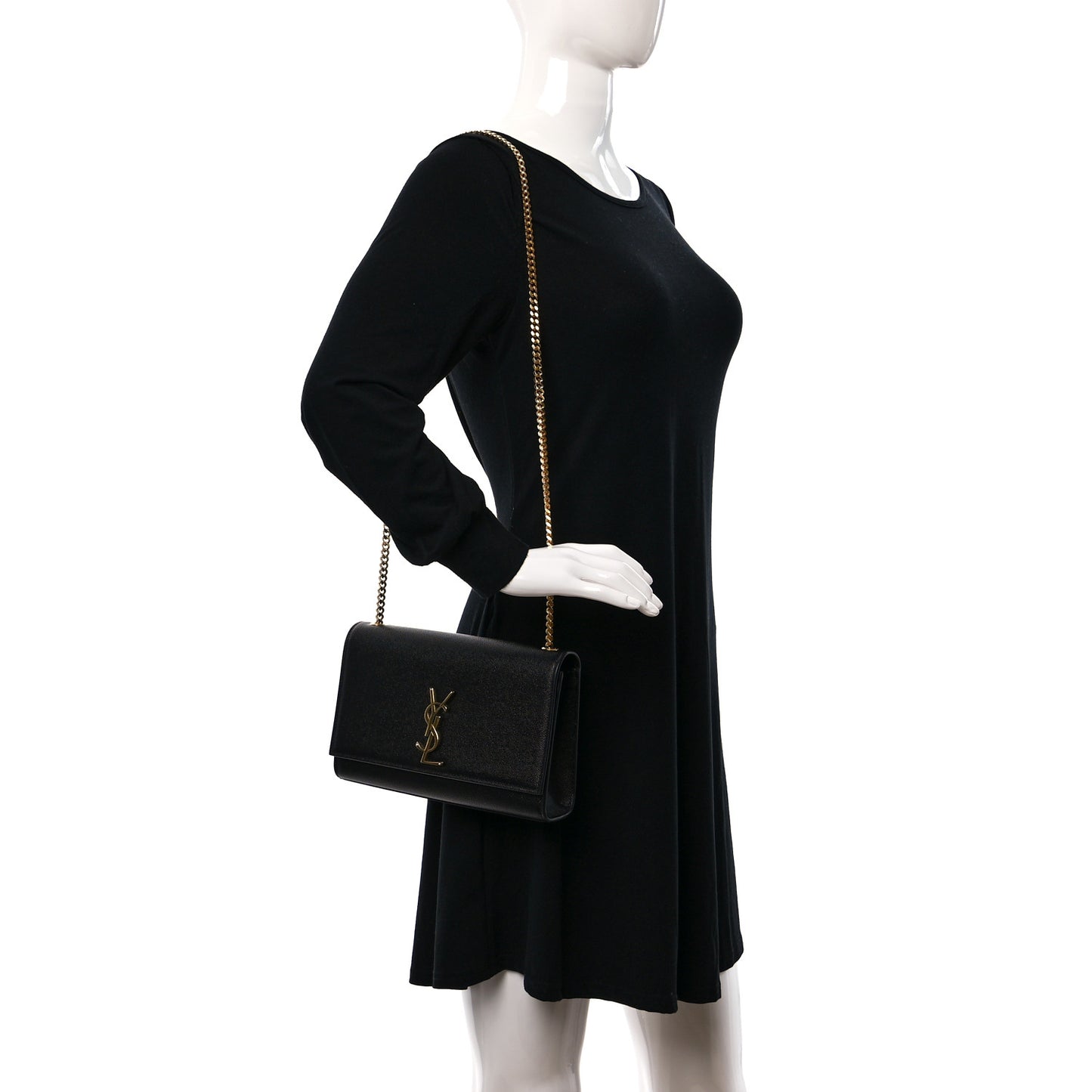 Grain De Poudre Medium Classic Monogram Kate Satchel Black