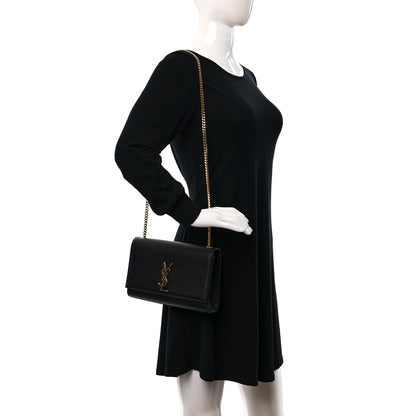 Saint Laurent Grain De Poudre Medium Classic Monogram Kate Satchel Black 2 of 12
