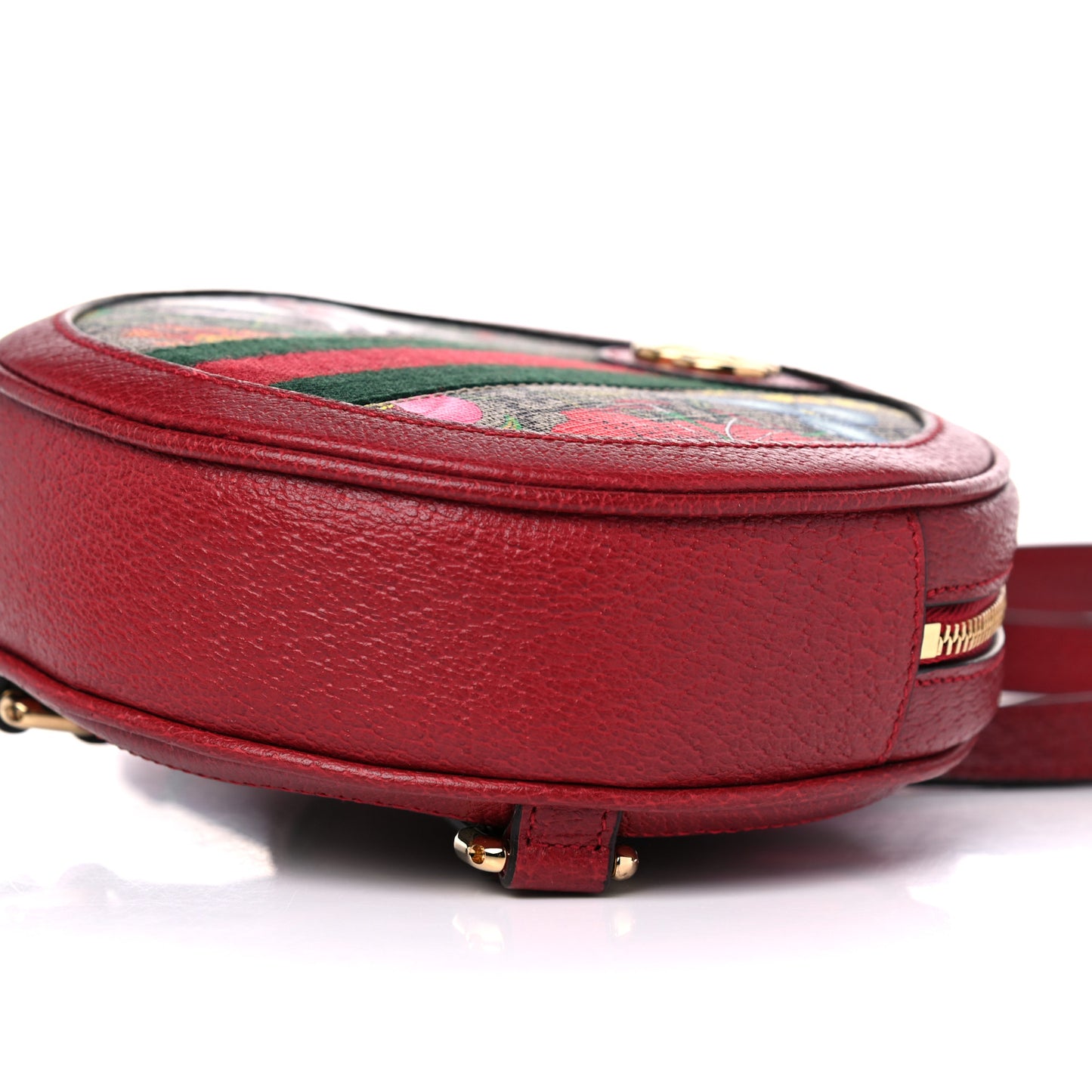 GG Supreme Monogram Web Flora Mini Ophidia Round Backpack Red