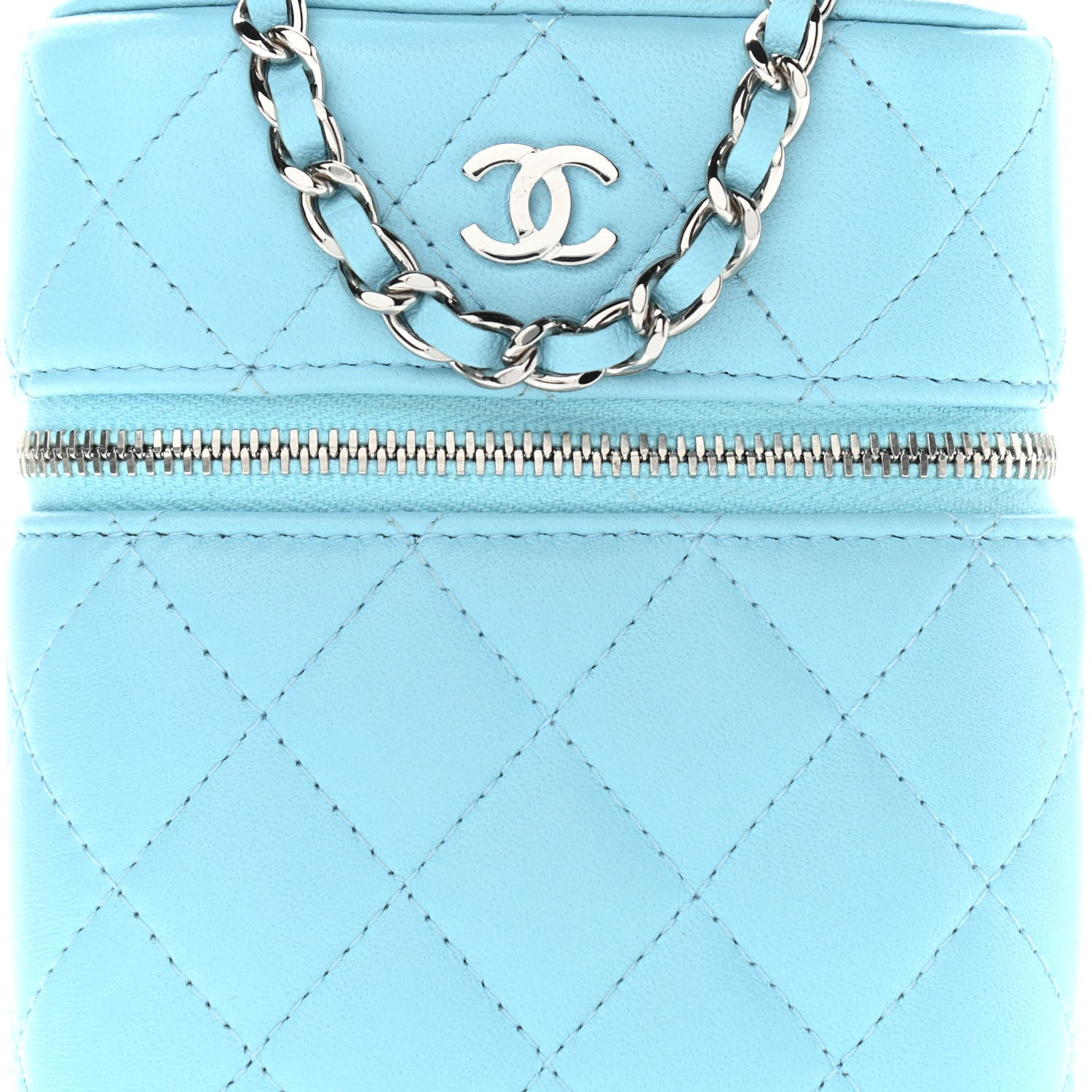 Chanel Lambskin Quilted Phone Holder With Chain Neon Blue 8 of 11